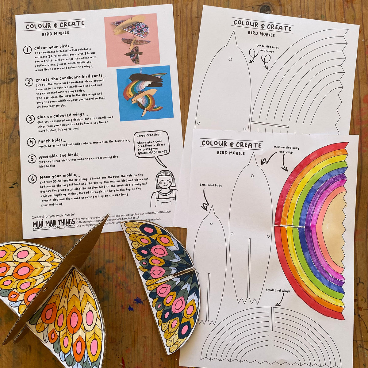Bird Mobile- Printable template - Mini Mad Things