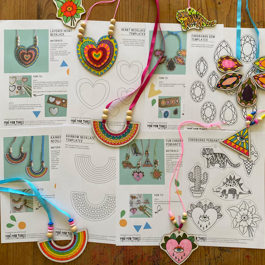 Cardboard Jewellery - Printable activity sheets - Mini Mad Things