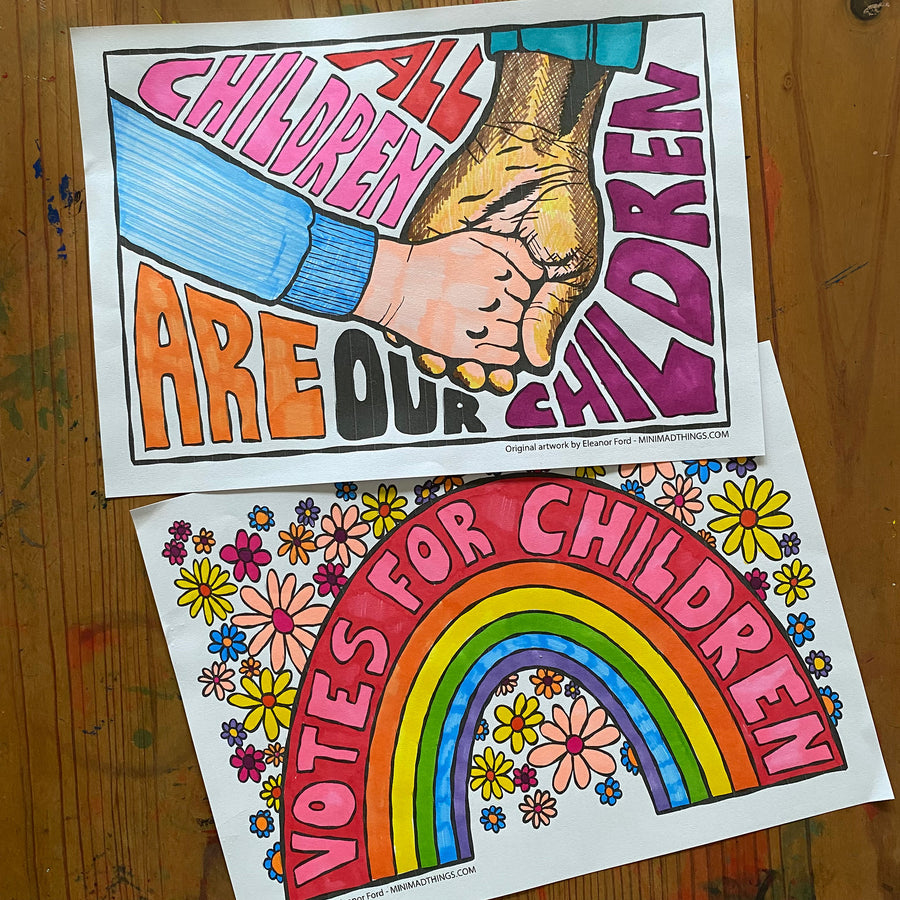 Children's Rights Signs Children's Rights - Colouring in sheets - Mini Mad Things