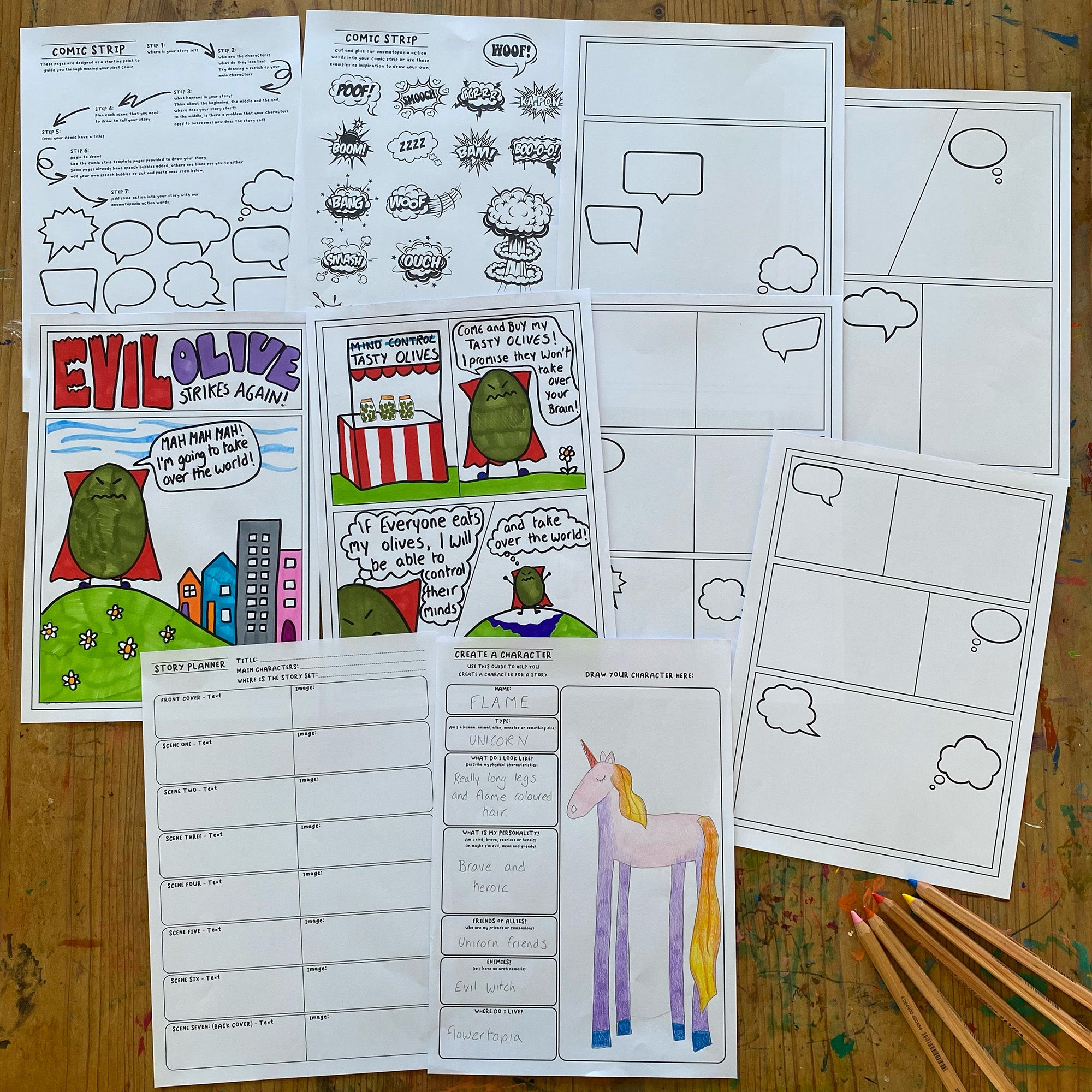 Story writing bundle- comic & zine printable activity sheets