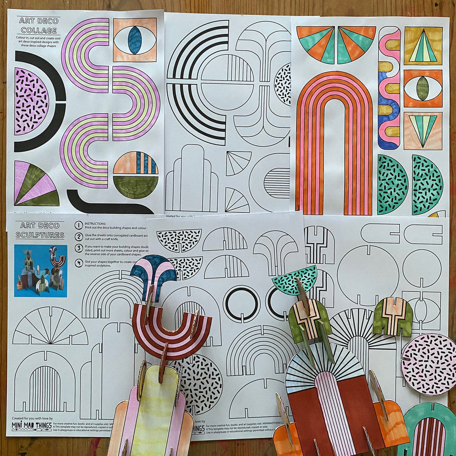 Art Deco Shapes - Printable activity sheets - Mini Mad Things