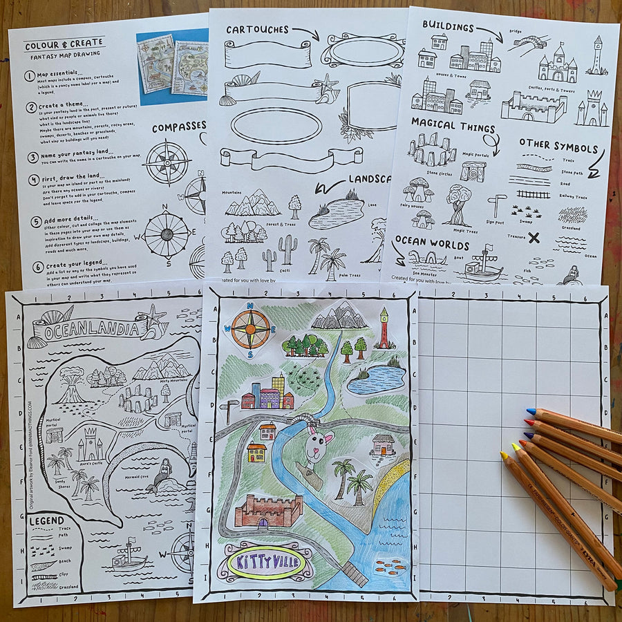 Drawing Map Sheet.pdf Fantasy Map Drawing - Printable activity sheets - Mini Mad Things