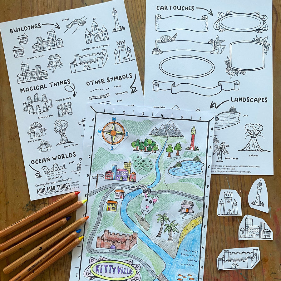 Drawing Map Sheet.pdf Fantasy Map Drawing - Printable activity sheets - Mini Mad Things