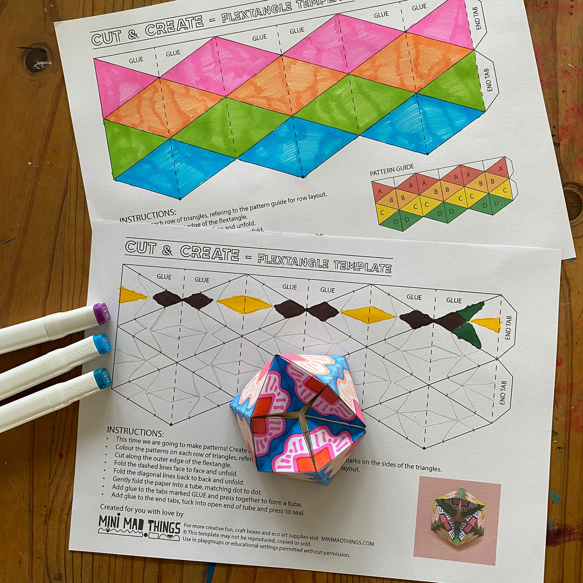 Flextangle printable template Mini Mad Things