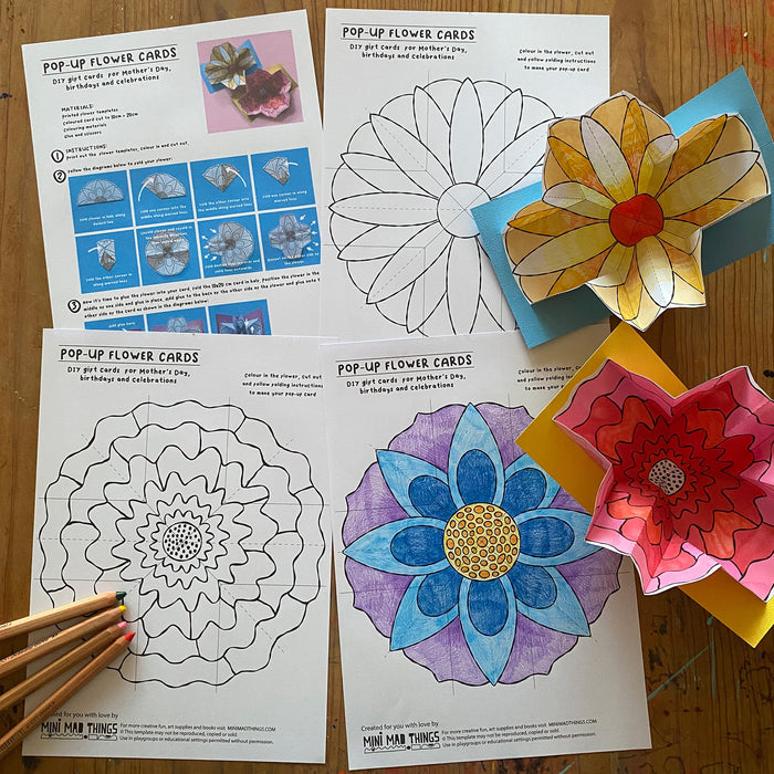 Pop-up flower card printable template