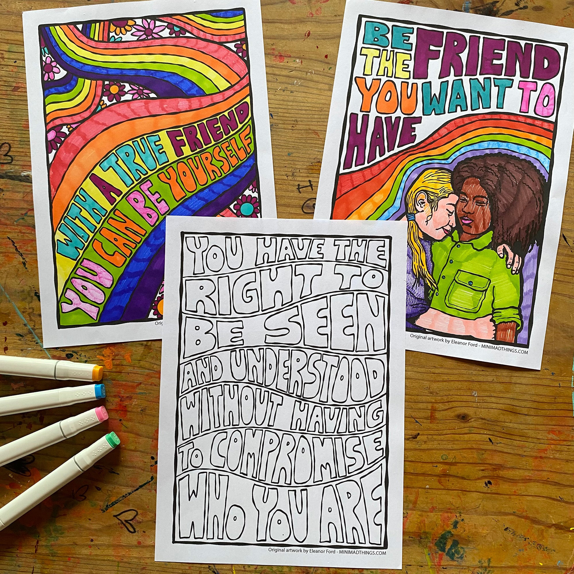 Friendship & Being true to yourself - Colouring in sheets
