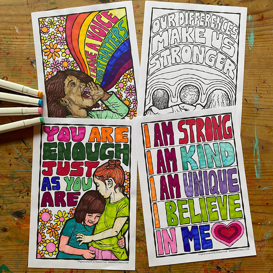 Friendship & Being true to yourself - Colouring in sheets - Mini Mad Things