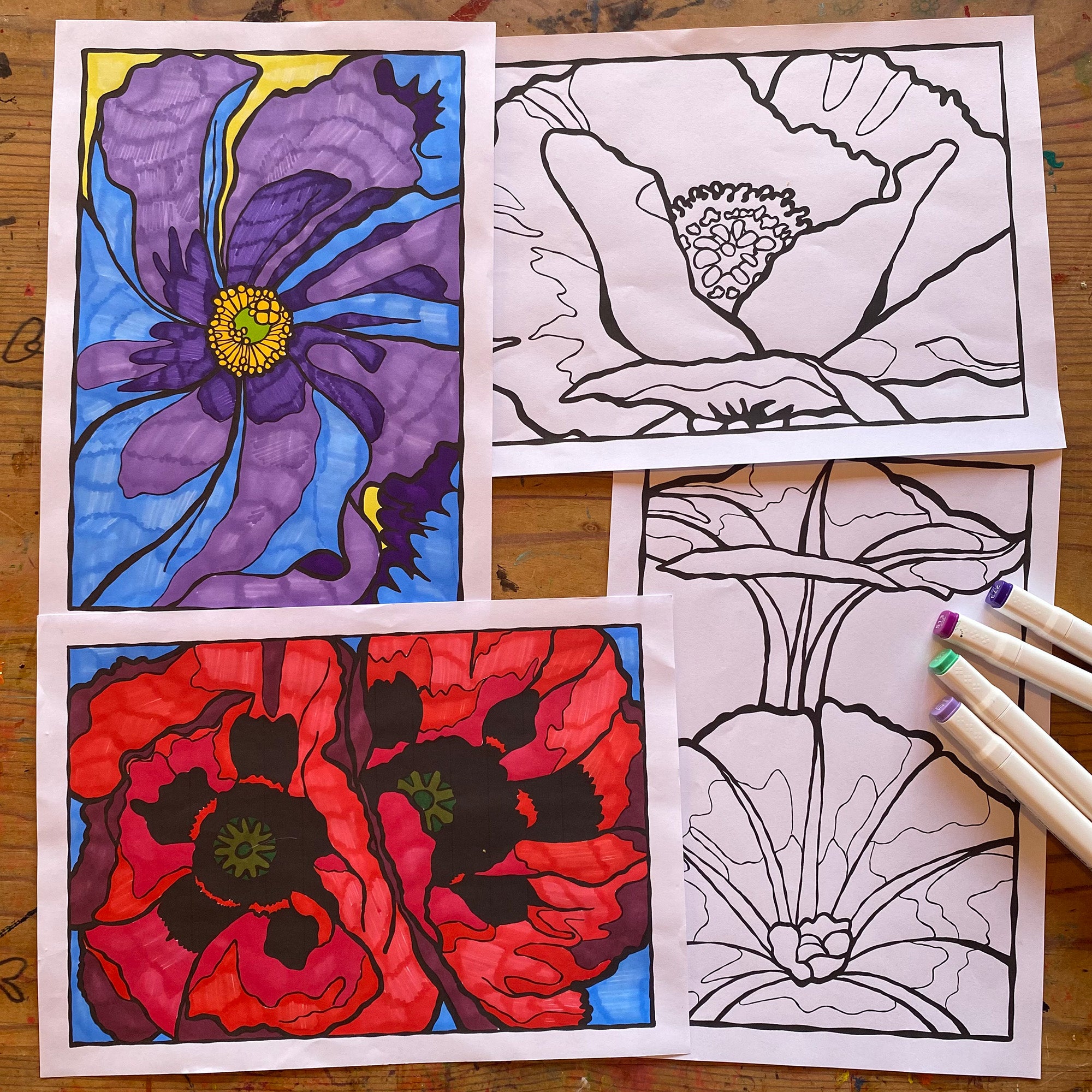 Georgia O'Keeffe - Printable colouring sheets