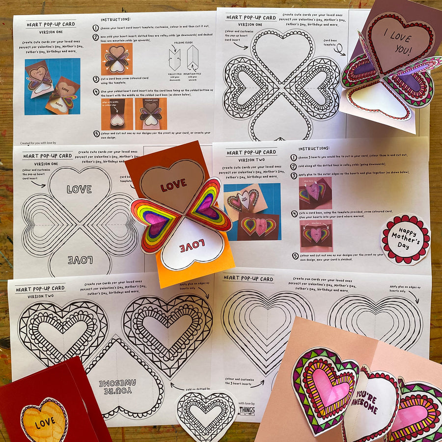 Hearts Pop Up Cards - Printable templates - Mini Mad Things