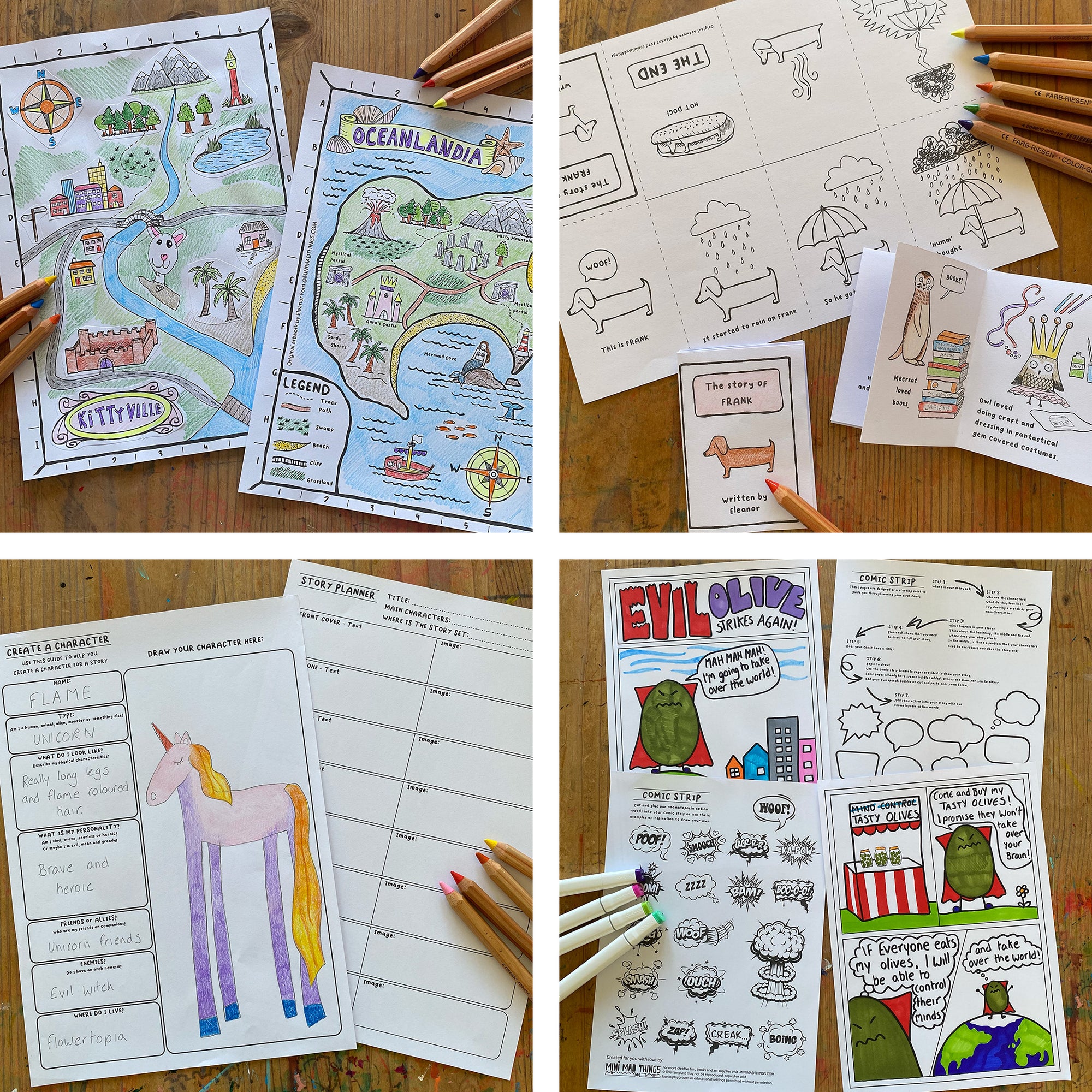Story writing bundle- comic & zine printable activity sheets