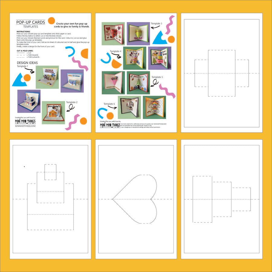Pop-up cards - Printable activity sheets - Mini Mad Things