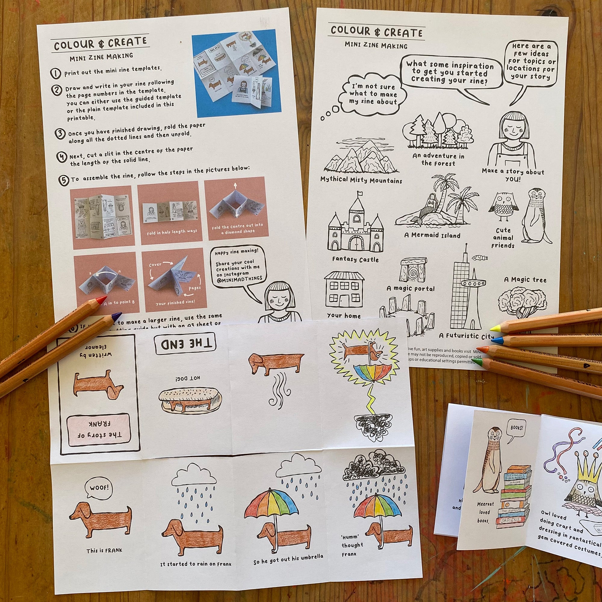 Mini Zine Making - Printable activity sheets