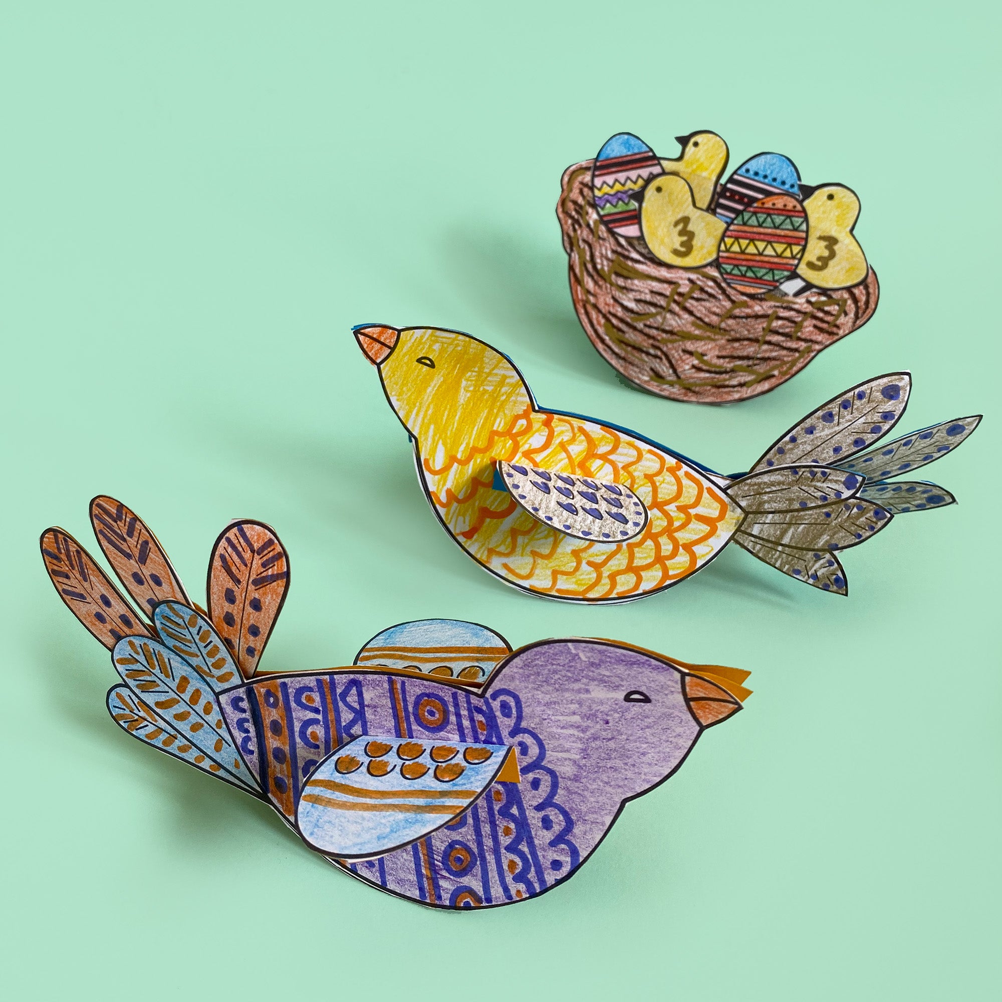 Sullivan's Rocking Bird Easter crafts - Printable activity sheets - Mini Mad Things