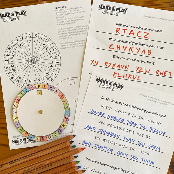 Secret Codes - Printable activity sheets - Mini Mad Things