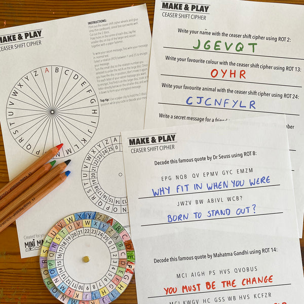 Secret Codes - Printable activity sheets - Mini Mad Things