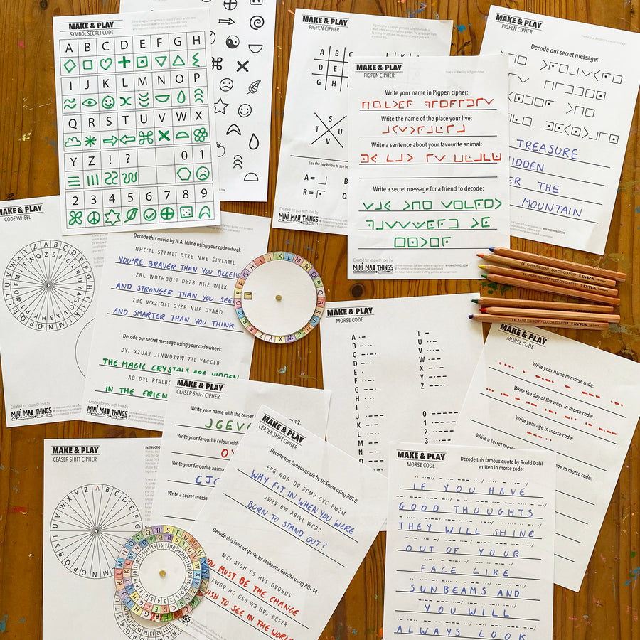 Hidden Code. Advanced Printable Secret Codes - Printable activity sheets - Mini Mad Things