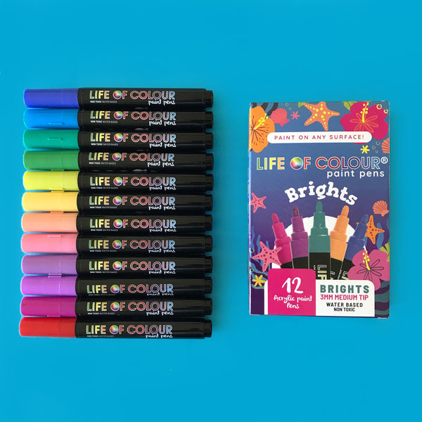 6 Life of Colour Acrylic Paint Pens - Fluro - 10% OFF - Mini Mad Things