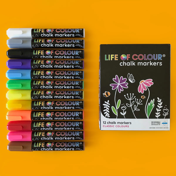 12 Life of Colour Acrylic Paint Pens - Classic colours