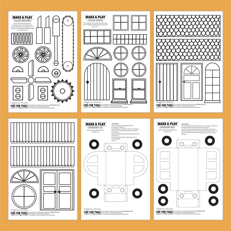 Vehicles, Roads & Machines - Printable activity sheets - Mini Mad Things