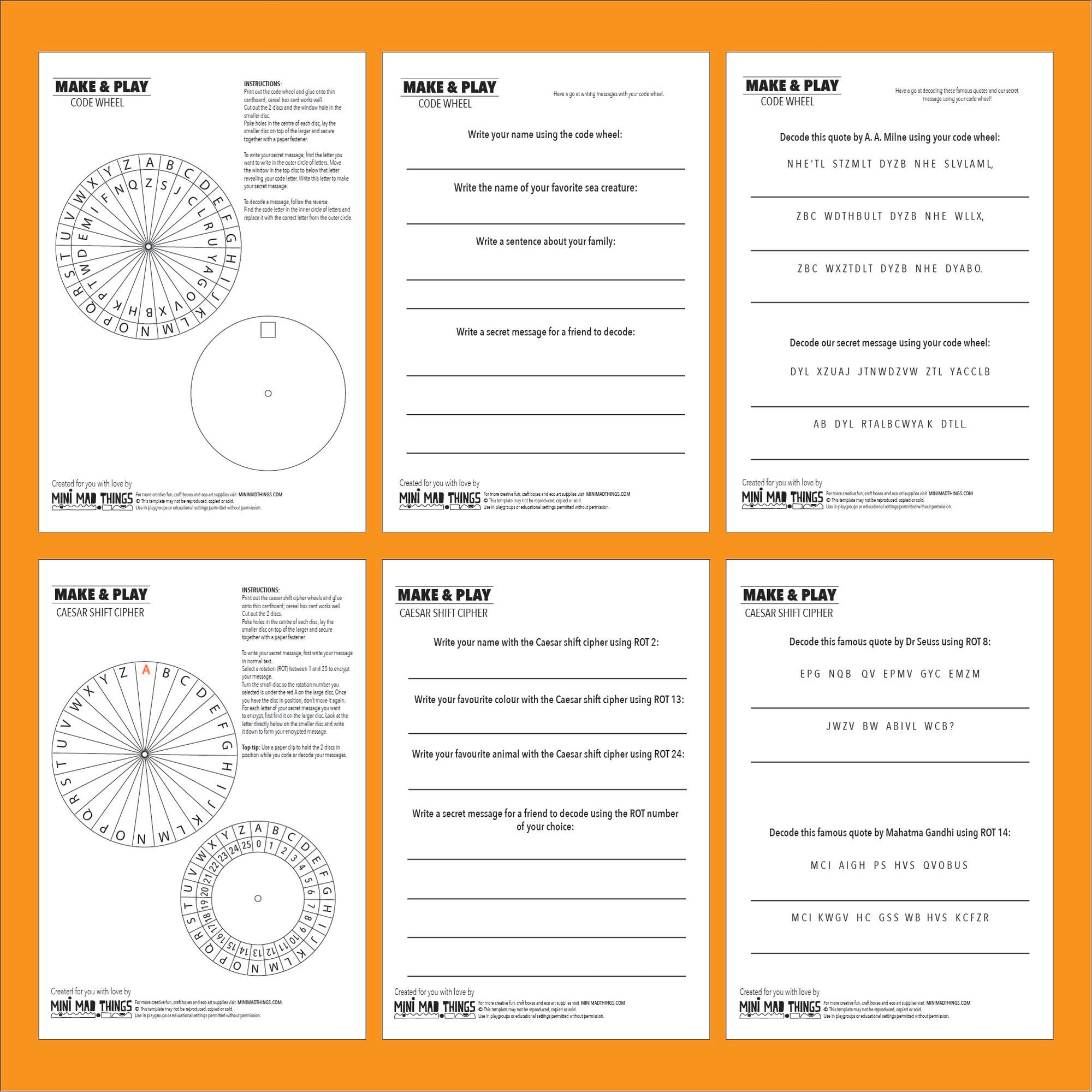 Secret Codes - Printable activity bundle